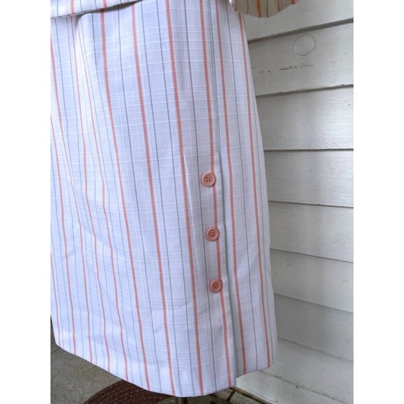 Vintage 1970s White Peach Striped Skirt Suit - Picture 3 of 16